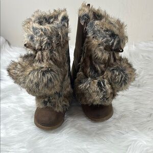 Old Navy Kids Faux Fur Faux Suede Brown Boots